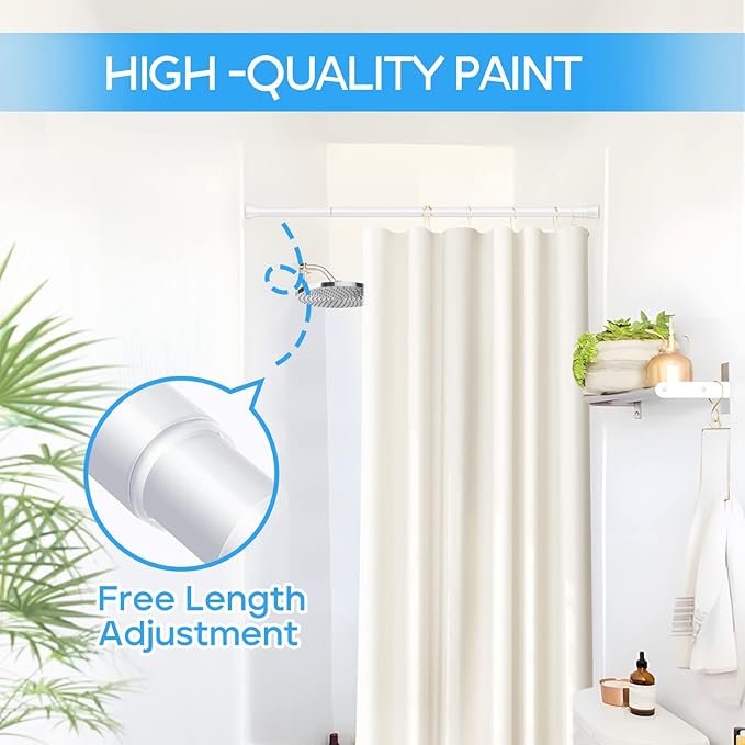 Tension Curtain Rod 1pcs Tension Rods For Windows 28 To 48 Inch Spring Adjustable White Tension Curtain Rod of Bathroom Window Curtain Rod Non Slip Tension Rod