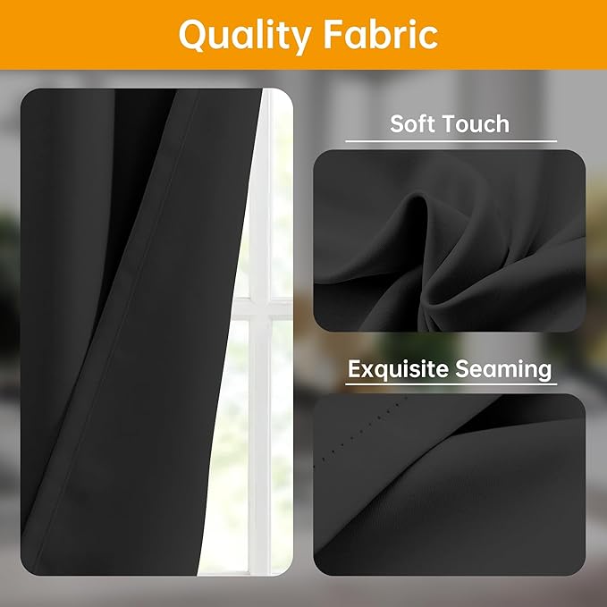 Room Divider Curtains Flexible Ceiling Tracks Set Curtain Track Ceiling Mount Blackout Curtain for Living Room Bedroom Ceiling Curtain Rod Privacy Dividers Panels W180 x H108 Black Drape & Black Rail