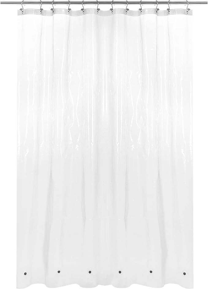 Barossa Design Shower Curtain Liner with 6 Magnets - Clear Plastic Shower Curtain Liner, See Through Vinyl Bath Curtain with Metal Grommets for Bathroom - Clear, 70x72