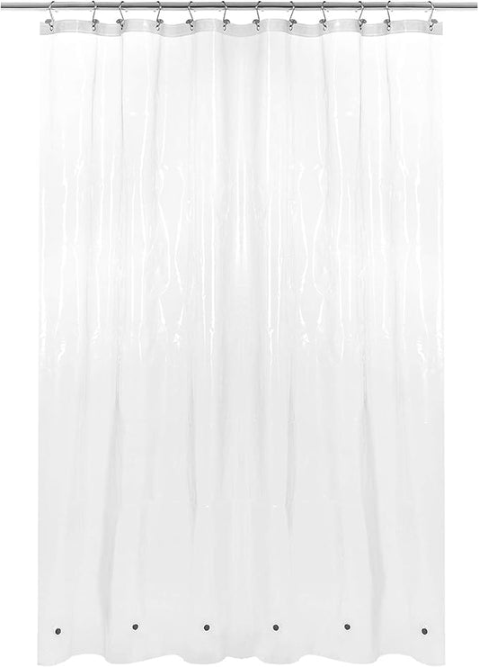 Barossa Design Plastic Shower Curtain Liner 69" x 70" with 6 Magnets - Waterproof PEVA Shower Liner for Standard Size Bathroom, PVC Free, Metal Grommets - Clear, 69X70