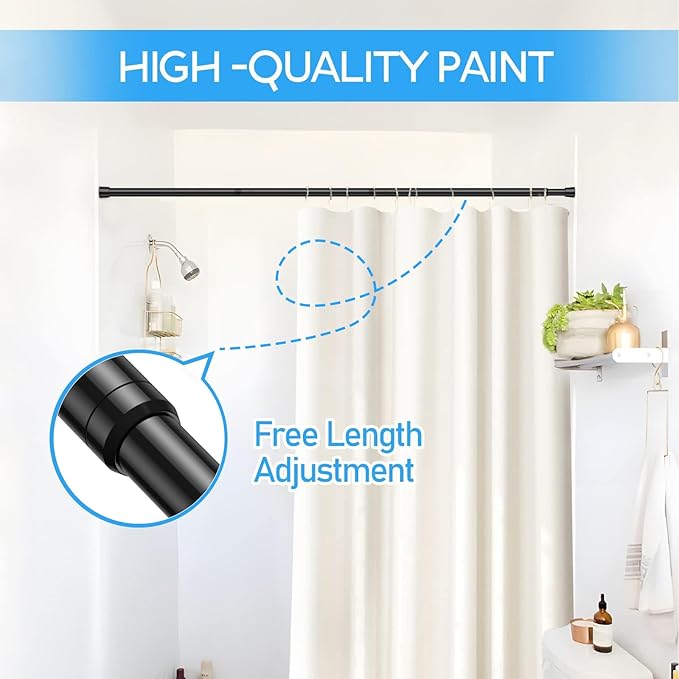 1 Pack Spring Tension Rods 17-38 Inches, 5/8 Inch Diameter Black No Drill Spring Loaded Adjustable Extendable, Small Short Tension Curtain Rod for Windows Kitchen Doorway Closet Cupboard
