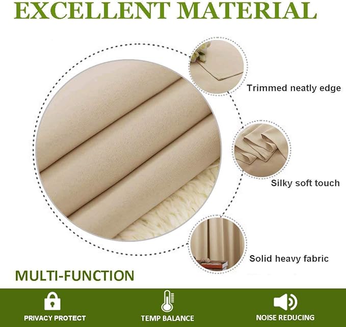 NICETOWN Sliding Door Blinds Window Treatment, Blackout Patio Door Curtain Panels, Privacy Thermal Drape for Department (Biscotti Beige, W70 x L84)