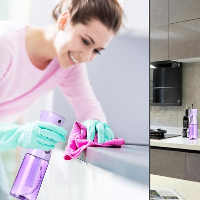 3 Pack Spray Bottles, 2-Pack Continuous Spray Bottles,Fine Water Mist Spray Bottles for Hair 6.8 OZ (200 ML) and 1oz 30ml Travel Spray Bottle Mister for Cleaning,Hairstyling,Plants,Barbers,Pets Purple