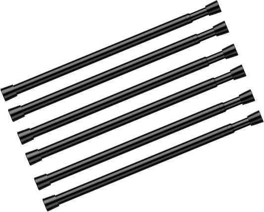 6pack Black Tension Curtain Rod 16-26.9 inch Spring Tension Rod Curtain Rod Adjustable Spring Rod Extendable Tension Rod for Kitchen, Bathroom, Window, Closet.