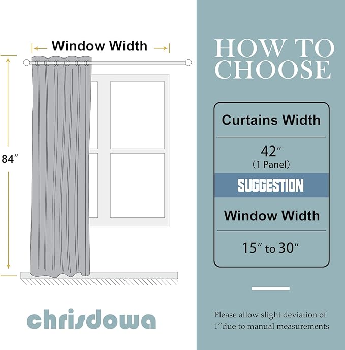 ChrisDowa Grommet Blackout Curtains for Bedroom - Thermal Insulated Room Darkening Curtains for Living Room (1 Panel Set, Light Grey, 42W x 84L)