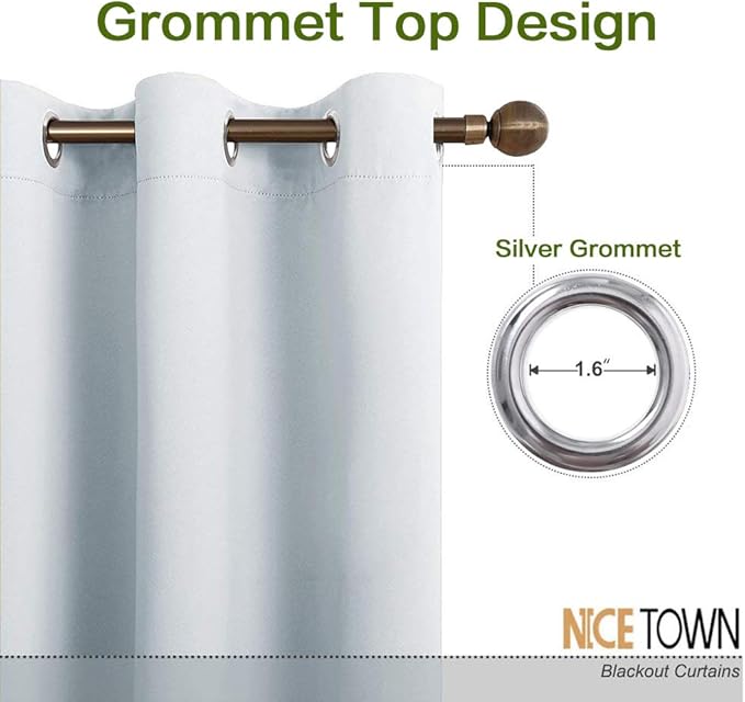 NICETOWN Room Darkening Window Treatment Curtain Energy Smart Thermal Insulated Block Out Sunlight Shade & Blind for Bedroom with Grommet Top (Cloud Grey, 1 Panel, 42 by 72)