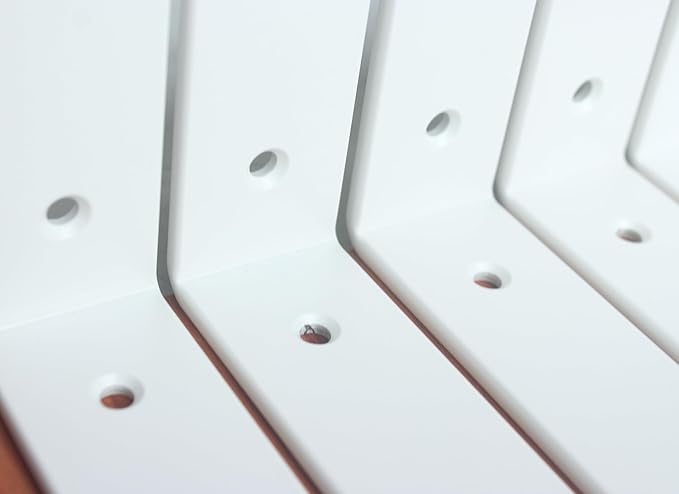12 Pack - L 6" x H 4" x W1.5, 5mm Thick White L Shelf Bracket, Iron Shelf Brackets, Metal Shelf Brackets, Floating Shelf, Shelf Supports with Screws