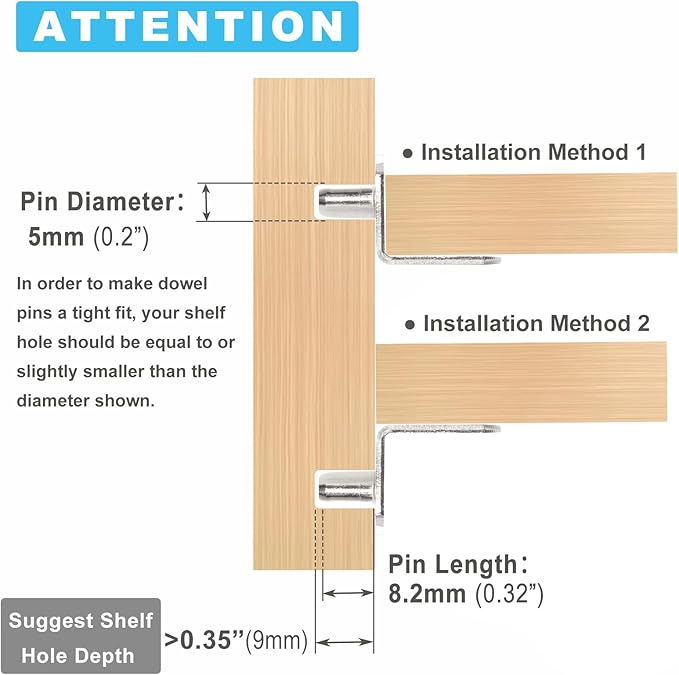 SDTWZW 5mm Shelf Pegs L-Shaped Cabinet Support Pins Bracket Style Clips for Bookcase Kitchen Closet Shelves Holders,16 PCS Nickel Plated Silver