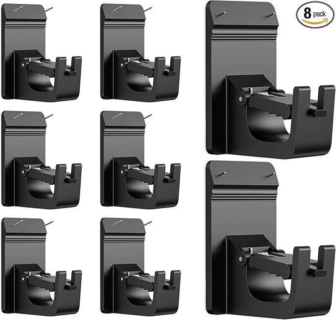 Universal Heavy Duty Curtain Rod Brackets, No Drill Curtain Rod Brackets with Adhesive & Invisible Nail, 30+LB Load Curtain Rod Holders, Damage Free Curtain Rod Hooks for Wall, Bathroom, Kitchen 8PC