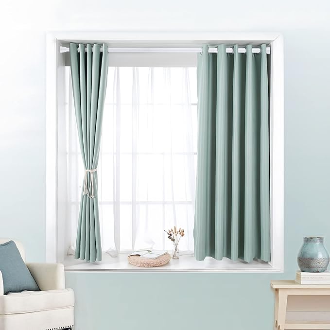 2 Pack White Tension Curtain Rod for Windows 28 to 48 Inch,7/8"Small Shower Curtain Rod for Bathroom,Pressure Spring Tension Curtain Rod No Drilling for Closet Doorway Kitchen