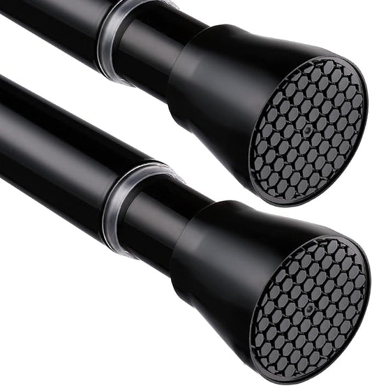2 Pack Black Tension Curtain Rod 30 to 64 Inch,Adjustable Curtain Rod,Shower Tension Curtain Rod No Drilling,7/8" Spring Curtain Rods for Windows Closet Doorway Door