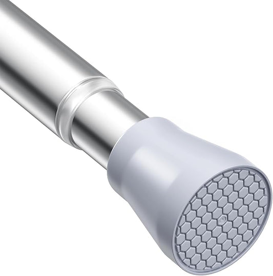 AIZESI Tension Curtain Rod Spring Tension Rods for Windows 28 to 48 Inch, 7/8 Diameter Silver, Adjustable Curtain Rods No Drilling, Shower Curtian Rod for Bathroom, Doorway, Closet