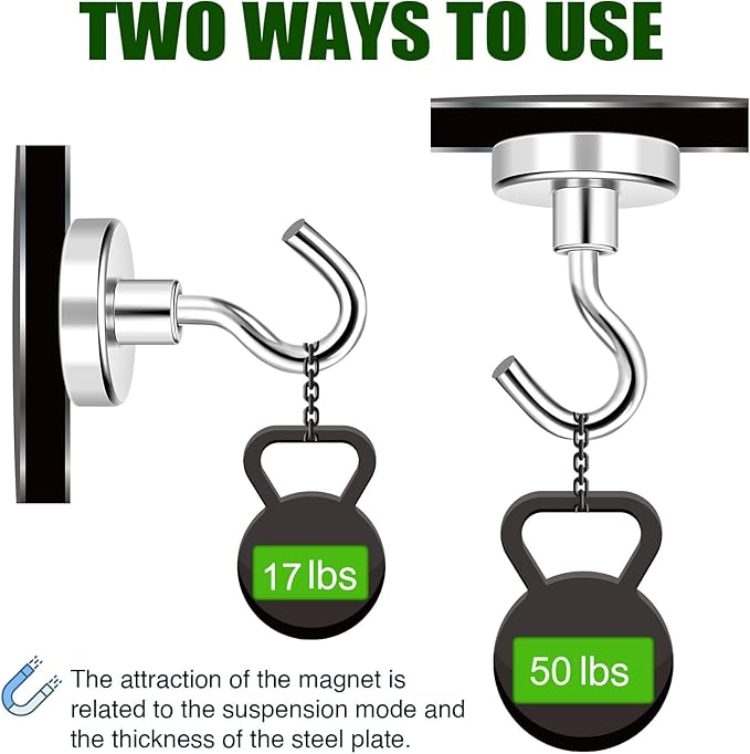 MIKEDE Magnetic Hooks 50Lbs Heavy Duty Earth Magnets with Hooks for Cruise Cabin Strong Magnet Hooks for Hanging Super Metal Magnetic Hanger for Grill Fridge Kitchen - Pack of 20