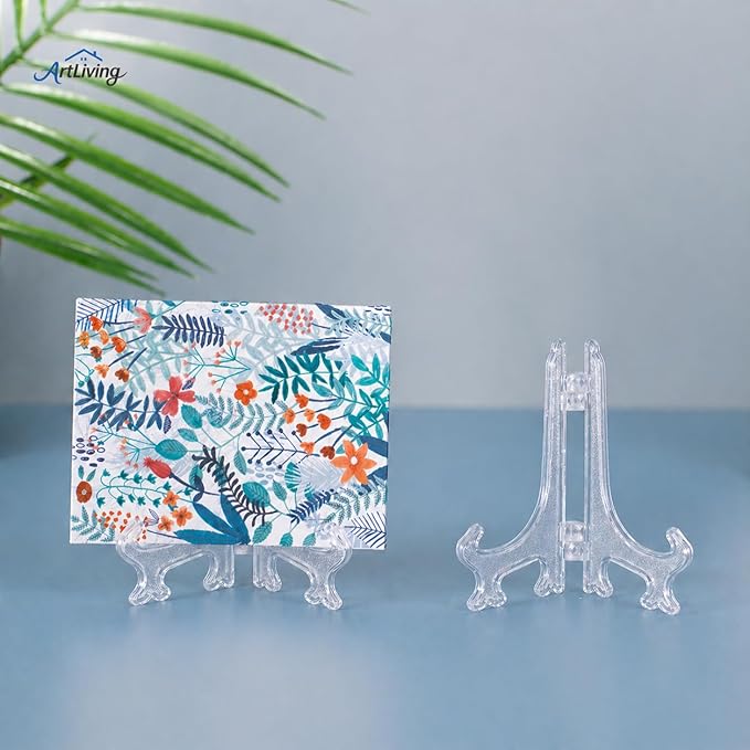 Artliving 4 Inch Clear Plastic Easels or Stand/Plate Holders to Display Pictures or Other Items at Weddings, Home Decoration, Birthdays, Tables (12 Pack)