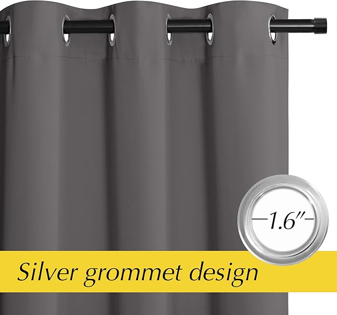NICETOWN Doorway Curtain - Grommet Closet Curtain for Door Window, Solid Front Door Curtain Room Darkening Thermal Insulated Temporary Window Curtain Drape for Hallway, 1 Panel W42 x L80 inch, Grey