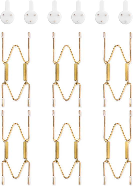 Bilillo 6 Pack Plate Hangers for The Wall, Suitable for 4-5 inch Art Plate, Stainless Steel Invisible Heavy Duty Wire Plate Holder with Wall Hooks, Plate Hangers for Displaying Plates, Platter, Dish