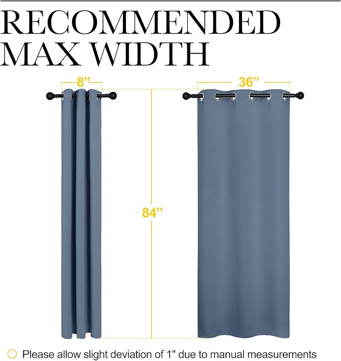 NICETOWN Stone Blue Blackout Room Darkening Drapery Window Treatment Thermal Insulated Solid Grommet Curtain/Drape for Hall Home Decor (Single Panel, 42 x 84-inch)