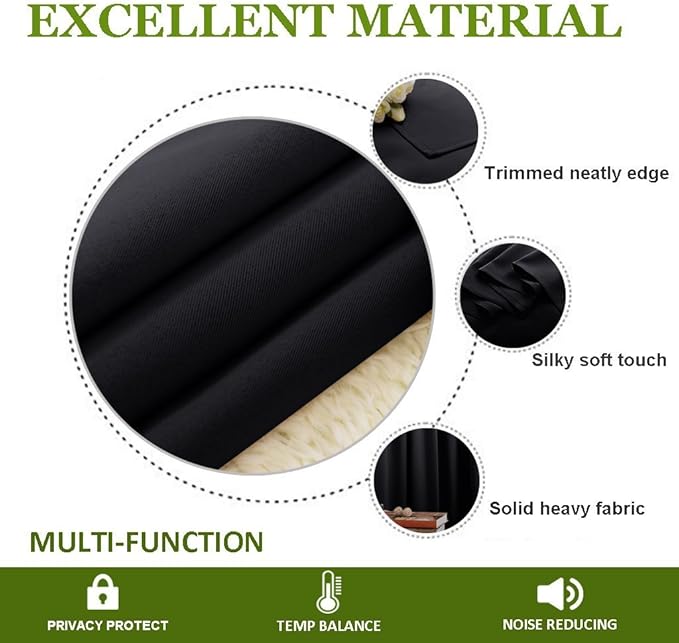 NICETOWN Wide Drapes for Sliding Glass Door, Window Treatments for Patio Doors, Grommet Thermal Insulated Blackout Curtains (1 Piece, Black, 70 by 72-inch)