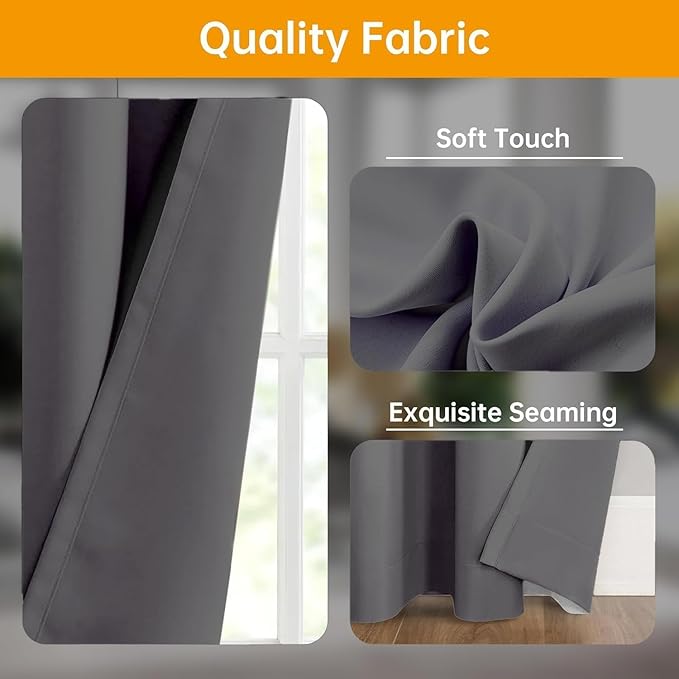 Room Divider Curtains Flexible Ceiling Tracks set Curtain track Ceiling Mount Blackout Curtains for Living Room Bedroom Ceiling Curtain Rod Privacy Divider Panel W15xH7FT Grey Drape&Black rail