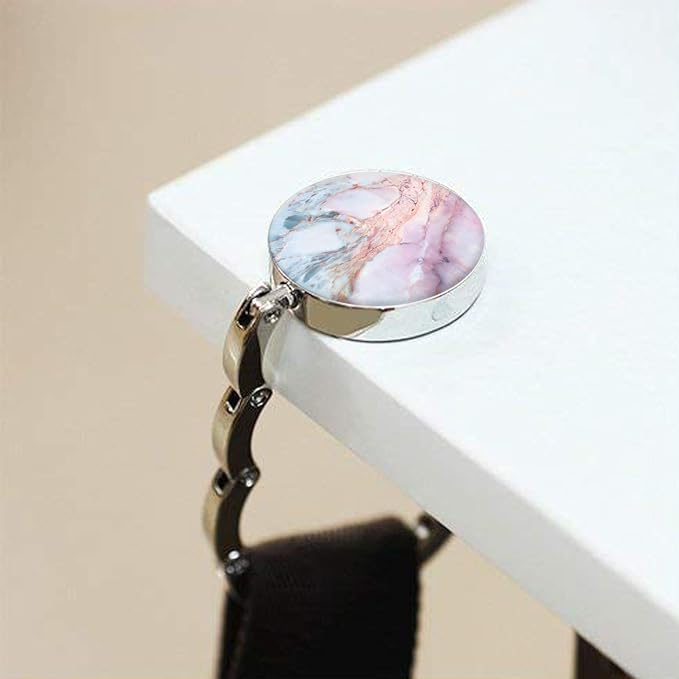 Foldable Purse Hook Womens Bag Table Hanger Collection Desk Hooks for Purse (4pack Pretty Marble Hook)