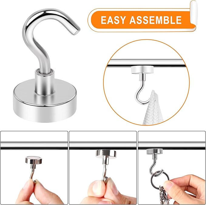 MIKEDE Magnetic Hooks,30lbs Strong Magnets Hooks Heavy Duty, Extra Strong Cruise Hook for Hanging, Industrial Metal Refrigerator Hooks for Cruise Cabins, Fridge, Kitchen, Grill-36 Pack