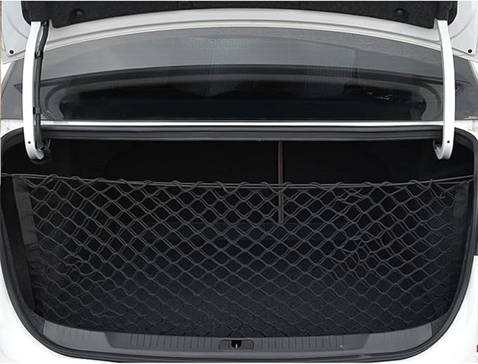 Car Rear Cargo Net, Adjustable Elastic Storage Organizer Net, Trunk Cargo Storage Net, Universal Fit for Car, Vehicle, SUV (35.4" x 11.8")