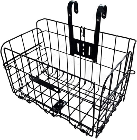 Folding Bike Front Basket Bicycle Wire Basket with Handles Easy Installation on Front Handlebar