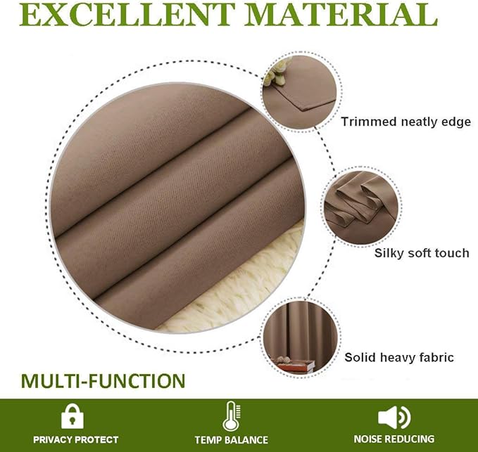 NICETOWN Blackout Blinds for Patio Door, Sliding Door Insulated Blackout Curtains, Extra Wide Curtain with Grommet Top for Villa/Hall/Parlor (Cappuccino, 70 inches W x 84 inches L)