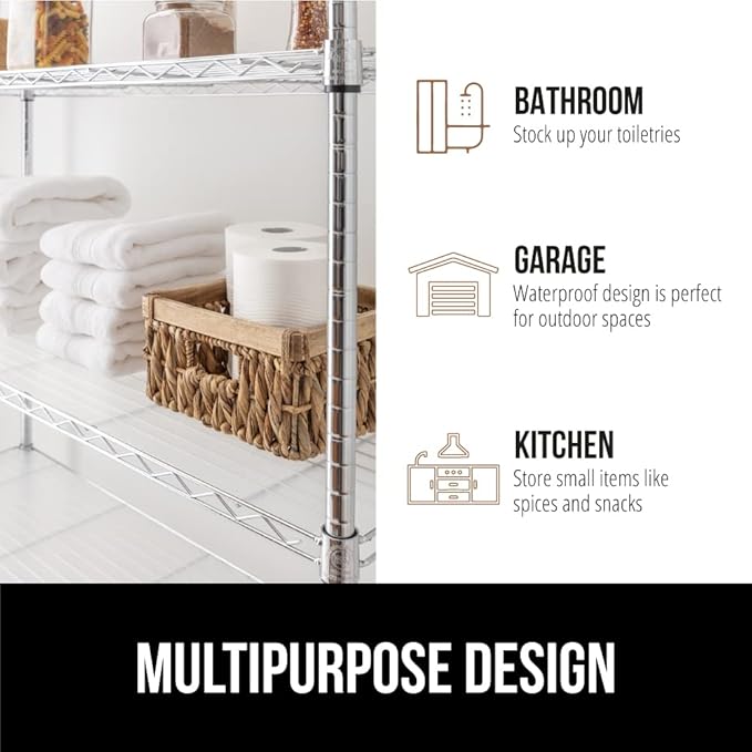 GORILLA GRIP ShelfGuard Wire Shelf Liner Compatible with Amazon Basics Shelving Unit, Set of 4 Waterproof Liners for Organizing Metal Rack Shelves, Kitchen Cabinets, Cupboard, Pantry, 18x48 Clear