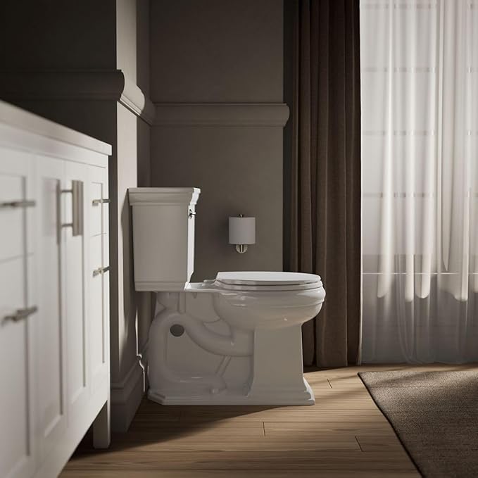 KOHLER 20111-0 Brevia, Slow Close Toilet Seat, Round Toilet Seat, Grip-Tight Bumpers Quick-Attach Hardware, White (Pack of 2)