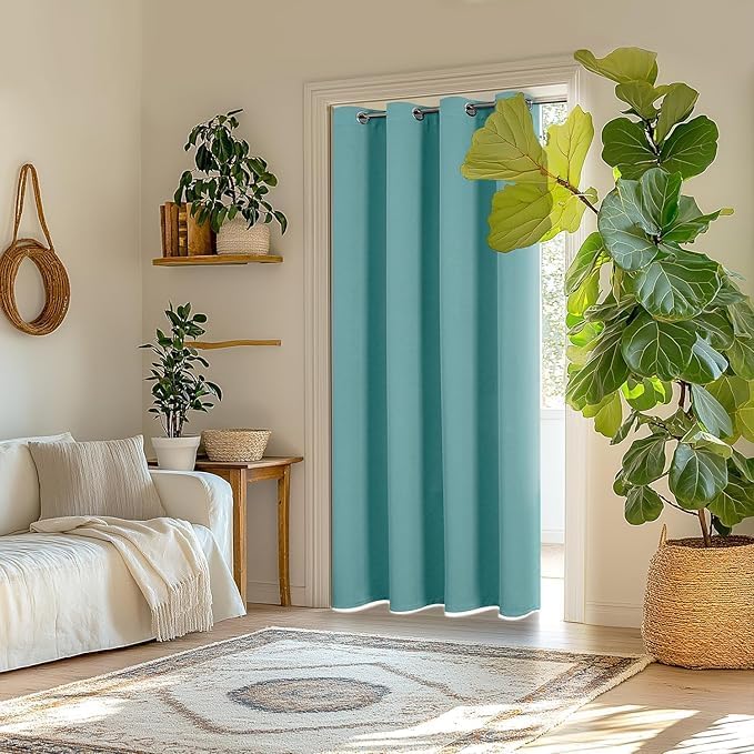 ChrisDowa Small Window Curtains 40 inches Long for Bedroom - Grommet Short Thermal Insulated Room Darkening Curtains for Kitchen (1 Panel, Aqua, 29 x 40 Inch)