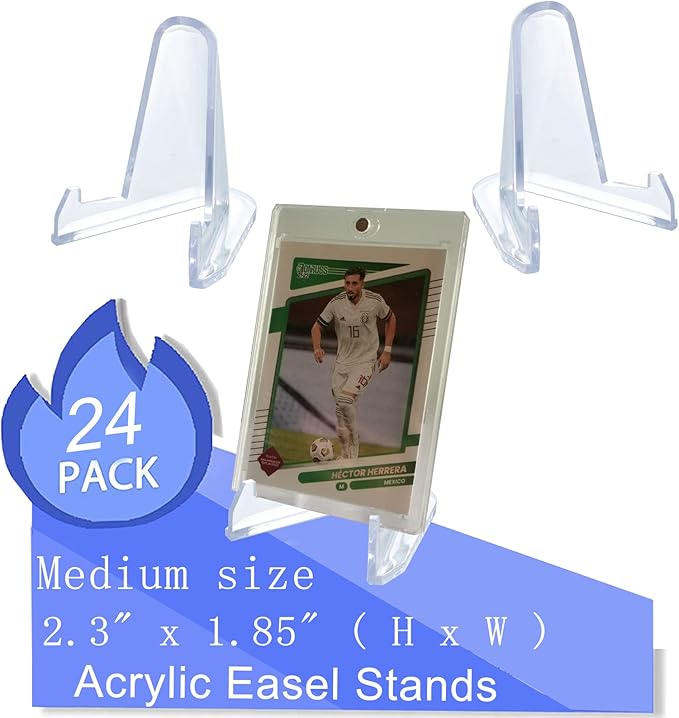 24 Packs Thickened edition (2.3 Inch) Acrylic Card stands, Card Holder Display Stand,Coin Display stand, for Display Magnetic Card Holder,Challenge Medals, Baseball Cards, Sports Cards, Trading Cards