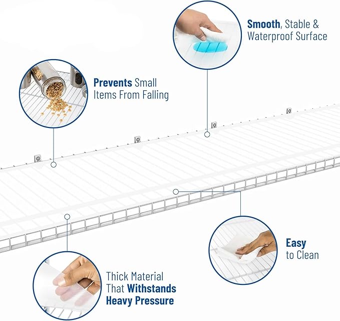 Wire Shelf Liner - 12" x 48" Flat Packed - Set of 4 - Clear - Wire Shelf Liners for Closets, Pantry and More - Plastic Closet Liner for Shelves - Easy to Trim - Wire Rack Cover - Closet Shelf Liner