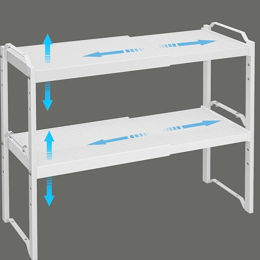 X-cosrack 2 Pack Expandable Kitchen Cabinet Shelf Organizer, Stackable Adjustable Storage Shelves for Pantry Cupboard Kitchen Counter, 20LBS Loading Capacity, Size: W*D*H=20.5 * 8.26" * 8.72"