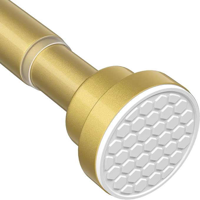 1Pack Gold Spring Tension Curtain Rod 45-78 Inches, 7/8" Diameter Adjustable Shower Curtain Rod No Drill, Anti-slip Heavy Duty Spring Curtain Rod for Windows Bathroom Kitchen Closet Doorway