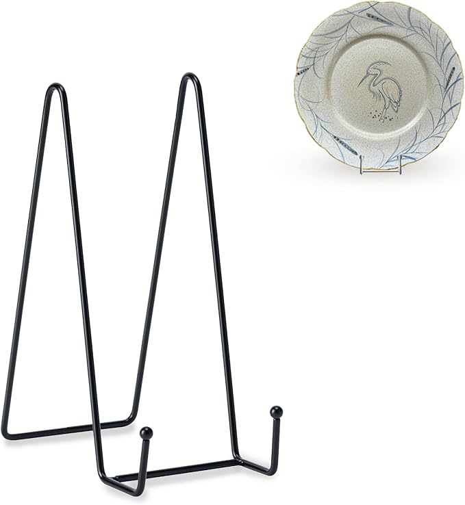 Hoewina Plate Stands for Display, 3 Pack 8 Inch Plate Holder Display Stands, Metal Frame holder stand for Book, Picture, Decorative Plate, Photo and Platter, Tabletop Art