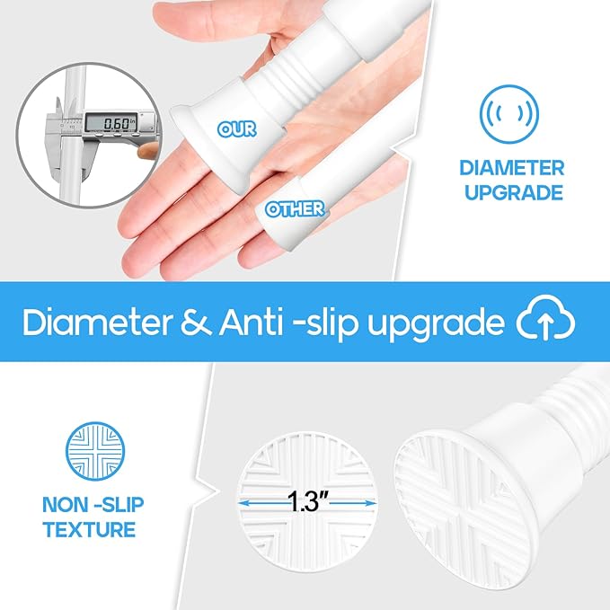 1pack Spring Tension Rods 23-46 Inch Adjustable White Tension Rod Spring Curtain Rod Extendable Short Curtain Rod Spring Loaded Curtain Rods Tension Rod for Curtains, Closet, Kitchen