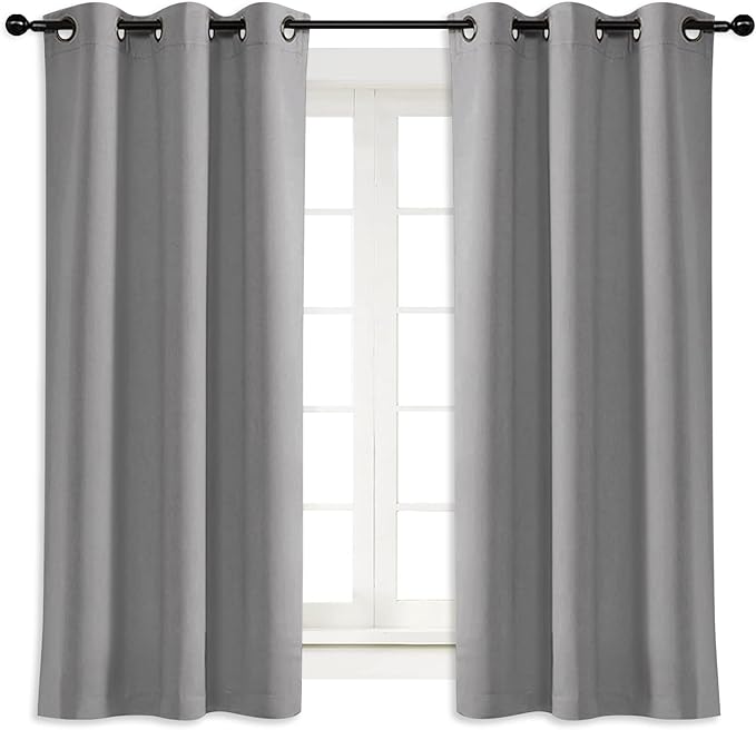 NICETOWN Blackout Curtain Blind for Bedroom Thermal Insulated Grommet Blackout Room Darkening Drape/Drapery (Single Panel, W42 x L63 inches, Silver Grey/Gray)