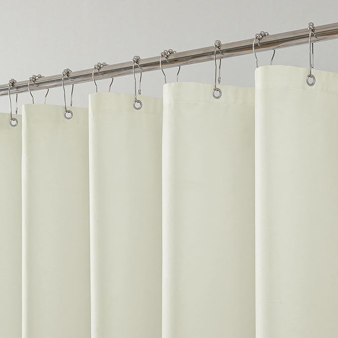 1 Pack Water-Repellent Fabric Shower Curtain Liner - Hotel Quality Machine Washable, 3 Heavy-Duty Magnets with Rustproof Grommets & Weighted Hem, Standard Size 72x84in Cream