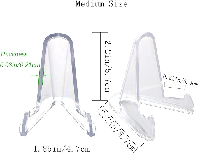 36 PCS Acrylic Display Holder Clear Display Easel Stands for Coins Capsules Phone Medals Stones Cards (Medium)