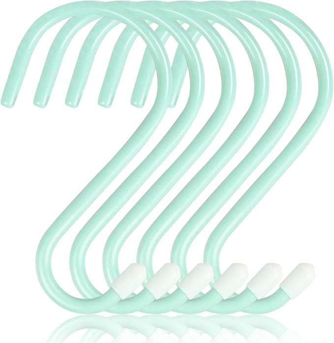 DINGEE 6 Inch Large Heavy Duty S Hooks,Green S Hook for Hanging Clothes,Rubber Coated S Hooks, Non Slip Vinyl Coated S Hanger Hook for Hanging Plants Outdoor, Pots and Pans, Coffee Cups, Garden