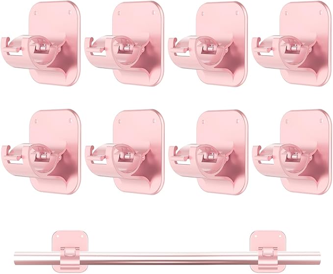 JHCJHC No Drill Curtain Rod Brackets - 20LB, 8 Pack Self Adhesive Curtain Rod Holder, Peel and Stick Wall Hooks, Renter Friendly Upgrades for Apartment, Kitchen, Bathroom, Dorm, Living Room and RV