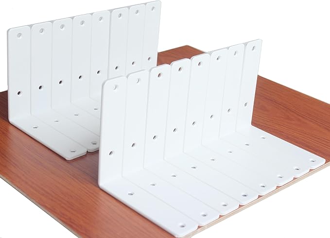 16 Pack - L 6" x H 6" x W1.5, 5mm Thick White L Shelf Bracket, Iron Shelf Brackets, Metal Shelf Brackets, Floating Shelf, Shelf Supports with Screws