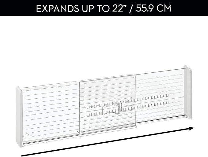 iDesign Expandable Plastic Deep Drawer Dividers for Kitchen, Dresser, or Desk Drawers - Set of 4 - Clear