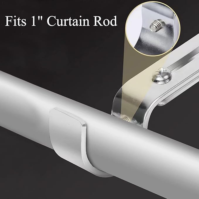 Curtain Rod Brackets for Adjustable, 3 Pack Premium Rod Bracket for Walls, Curtain Rod Holder, Drapery Rod Holders Hardware Window Curtain Rod Support Hanger for 1 Inch Rod (Black-3Pack)