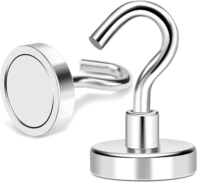 MIKEDE Magnetic Hooks,Strong Magnets Hooks Heavy Duty, Extra Strong Cruise Hook for Hanging, Industrial Metal Refrigerator Hooks for Cruise Cabins,Fridge, Kitchen,Grill-18 Pack- 50lbs