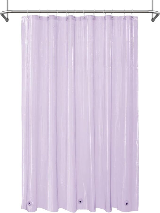 Mrs Awesome Clear Lavender Shower Curtain Liner with 3 Magnets, 72x72 Premium Flexible Sturdy Plastic Shower Curtain for Bathroom Lightweight & Waterproof, Clear Lavender