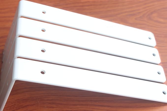 12 Pack - L 10" x H 6" x W1.5, 5mm Thick White L Shelf Bracket, Iron Shelf Brackets, Metal Shelf Brackets, Floating Shelf, Shelf Supports with Screws