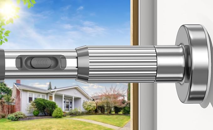 AIZESI 41-86 Inch Heavy Duty Silver Tension Curtain Rod - No Drilling, Adjustable, Rust-Proof for Outdoor, Living Room, Bathroom