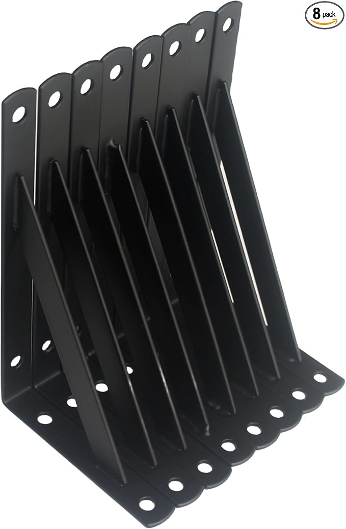 8 Pack L6 x H 3.5" Black Heavy Duty Shelf Brackets with Screws Metal Shelf Brackets Shelf Support Angle Brackets for Shelves L Brackets Heavy Duty Floating Shelf
